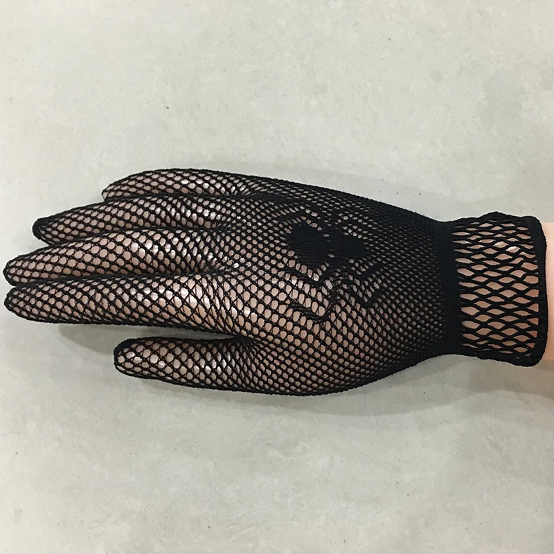 

2016 Black white lady girl princess Sexy Disco dance costume party lace finger fishnet mesh short mittens gloves 133