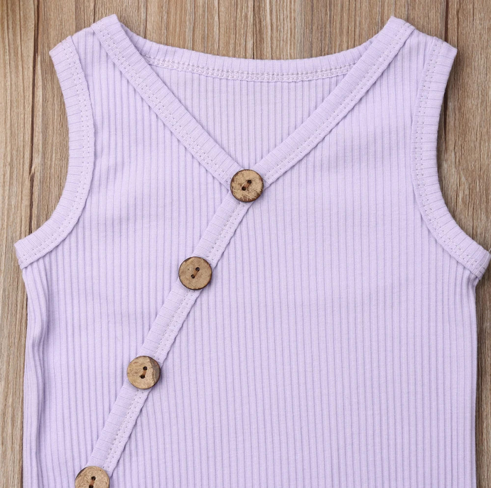 Одежда для малышей; летняя одежда для маленьких мальчиков и девочек 0-24 месяцев; Однотонный комбинезон без рукавов на пуговицах; боди