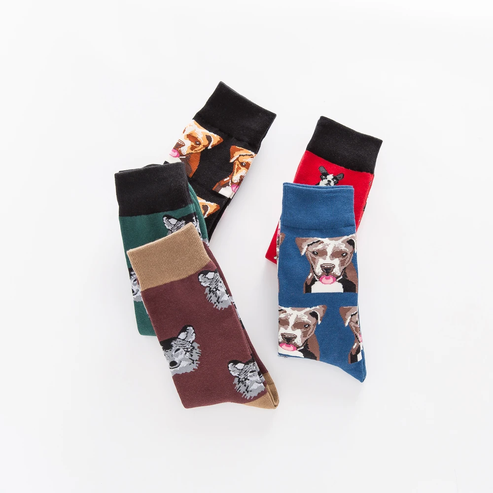 Jhouson/1 пара разноцветных мужских смешных носков для скейтборда из чесаного хлопка с рисунком собаки, Новые повседневные модельные модные свадебные носки