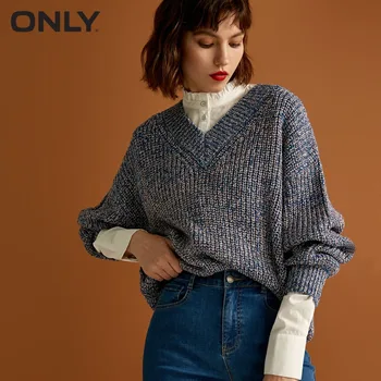 

ONLY Women's Shiner Loose Fit V Neckline Knit Sweater|118313548