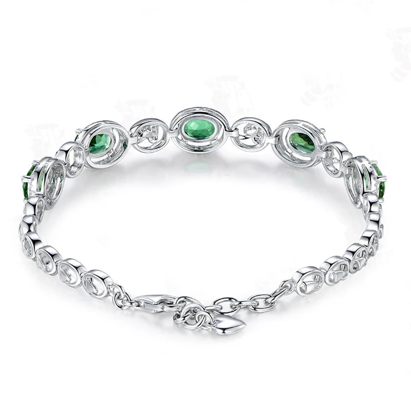 Bracelet-for-Women-Bangles-Sterling-Silver-925-Fine-Jewelry-Oval-Green-Korean-Style-Cute-For (1)