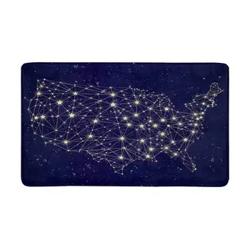 

Glowing USA Map on The Starry Sky Indoor Entrance Doormat Non Slip Door Mat Entrance Rugs Home Decor