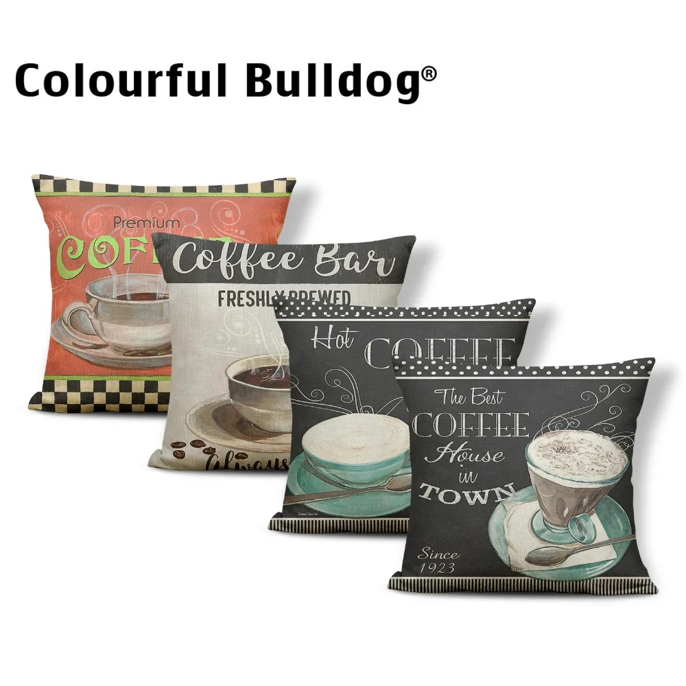 French Coffee Cushion Cover Pillow Case Man Cave Pillow