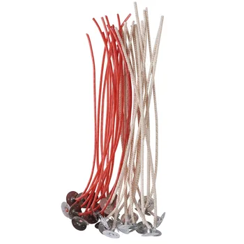 

100pcs White and Red Braid Cotton Candle Wick with Iron Core DIY Handmade Candle Birthday Candles Making,15.5mm long,0.2mm thick
