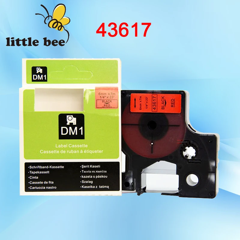 1pcs Dymo 43617 6mm*7m Black On Red 43617 Dymo Label Tape Compatible For Dymo Label Printer