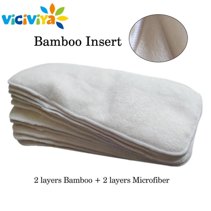 

4 Layers Bamboo & Microfiber Inserts For Baby Cloth Diapers Mat Reusable Washable Breathable Nappy Insert Changing Liners