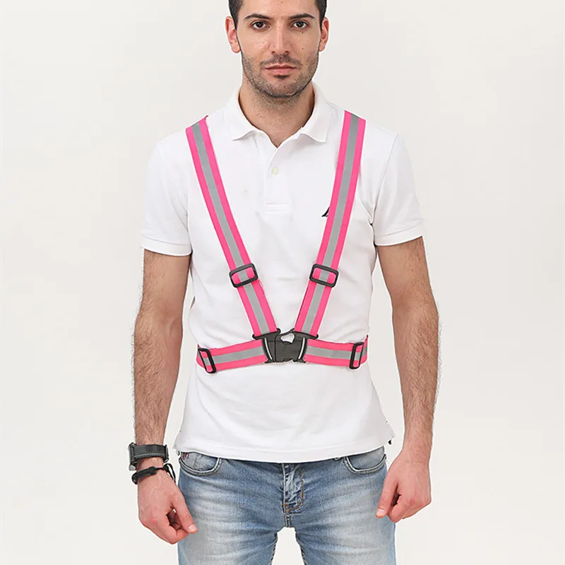High Visibility Reflective Vest Unisex Outdoor Running Cycling Safety Vest Adjustable Elastic Strap Fluorescence Work Jacket