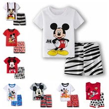 Новая летняя детская одежда для маленьких мальчиков и девочек костюм с короткими рукавами хлопковые пижамы Детская Ночная рубашка пижамы Домашняя одежда t656