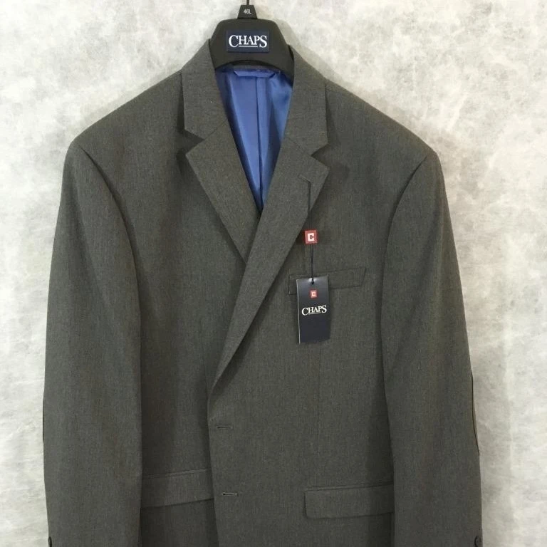 Chaps mens suit jacket blazer Size 46 long Gray NEW 2 buttons