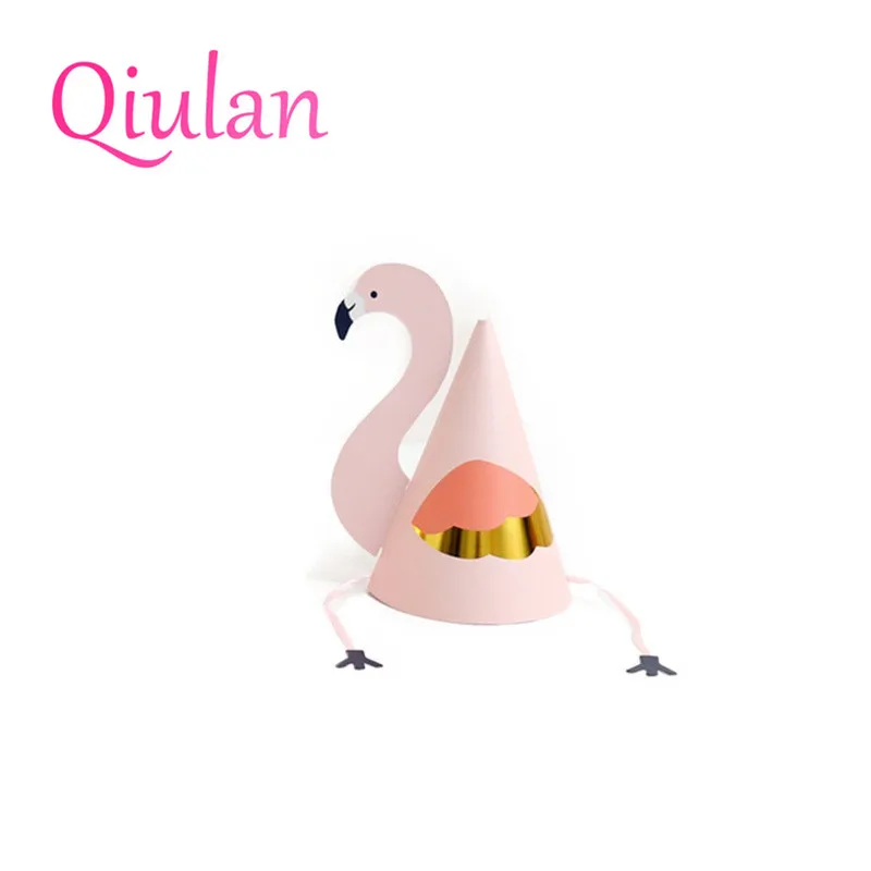 2pcs Flamingo Theme Mini Paper Caps Birthday Party for kids  Baby Shower Party Hats Boy Girl First Travel photo decoration 7D (12)