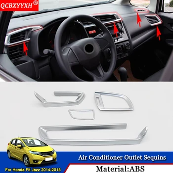

QCBXYYXH Car Styling ABS Air Conditional Panel Sequins Internal Decorations Car Stickers Auto Frame For Honda Jazz Fit 2014-2018