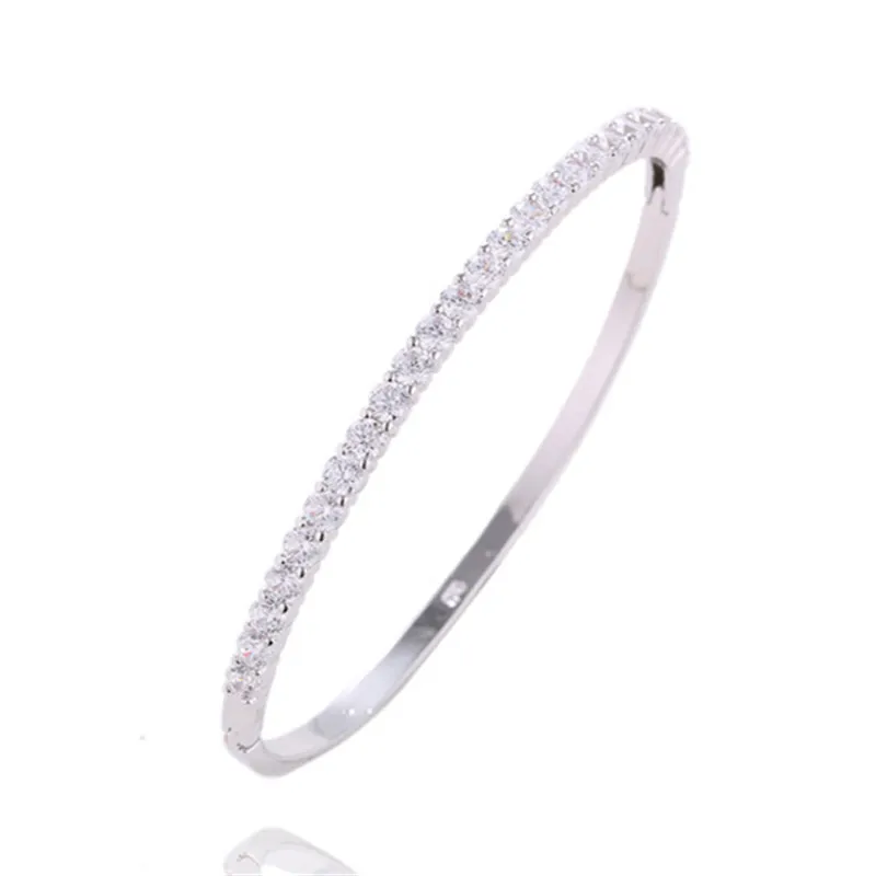 

MISANANRYNE Bridal Wedding Silver Color High Quality CZ pattern Cuff Bracelet Bangle For Womens Girl Hot Selling Wholesale