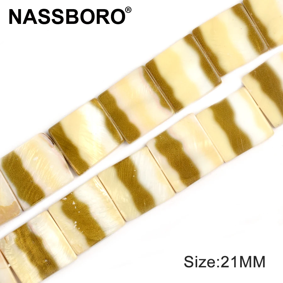

21mm Square Shape Stripe Printed Shell Beads Loose Spacer Stone Beads for Jewelry Making DIY/Handmade Necklace Craft Materials