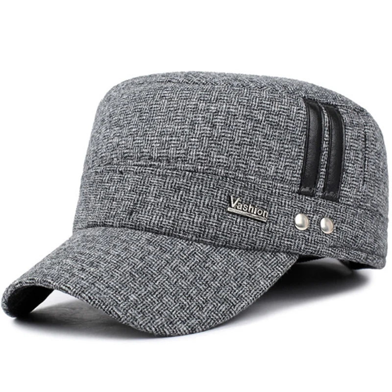 Winter Hats Men caps hat with Earflaps Keep Warm Flat roof Baseball caps Old Men Thicken Russia Winter Hats Men caps hat with Earflaps Keep Warm Flat roof Baseball caps Old Men Thicken Russia