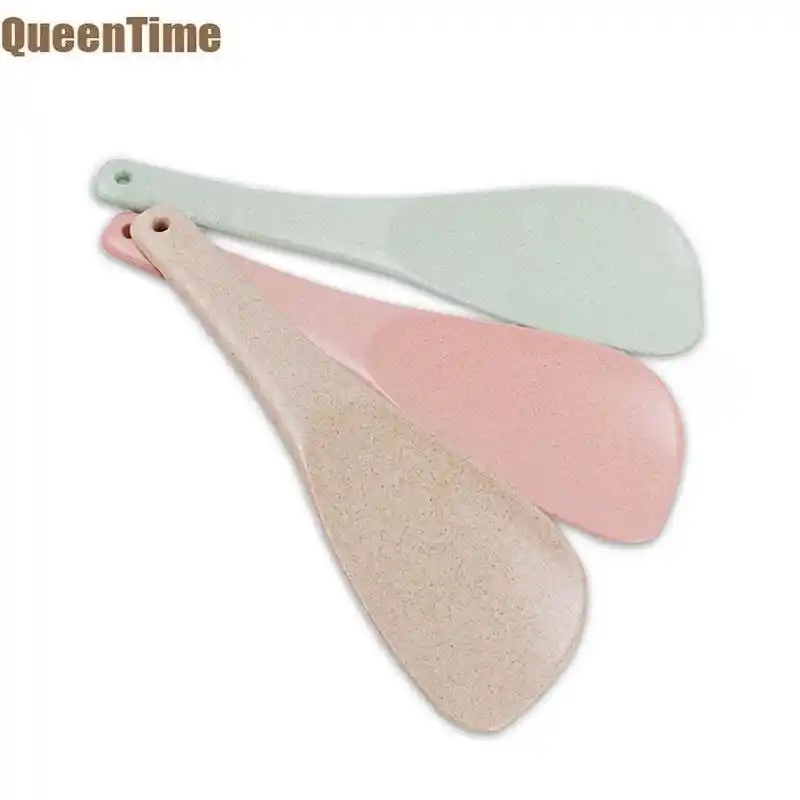QueenTime кухонная рисовая ложка, пшеничная солома, весло для приготовления пищи, здоровые рисовые сервировочные ложки, антипригарные зеленые ложки с подвесным отверстием - изображение