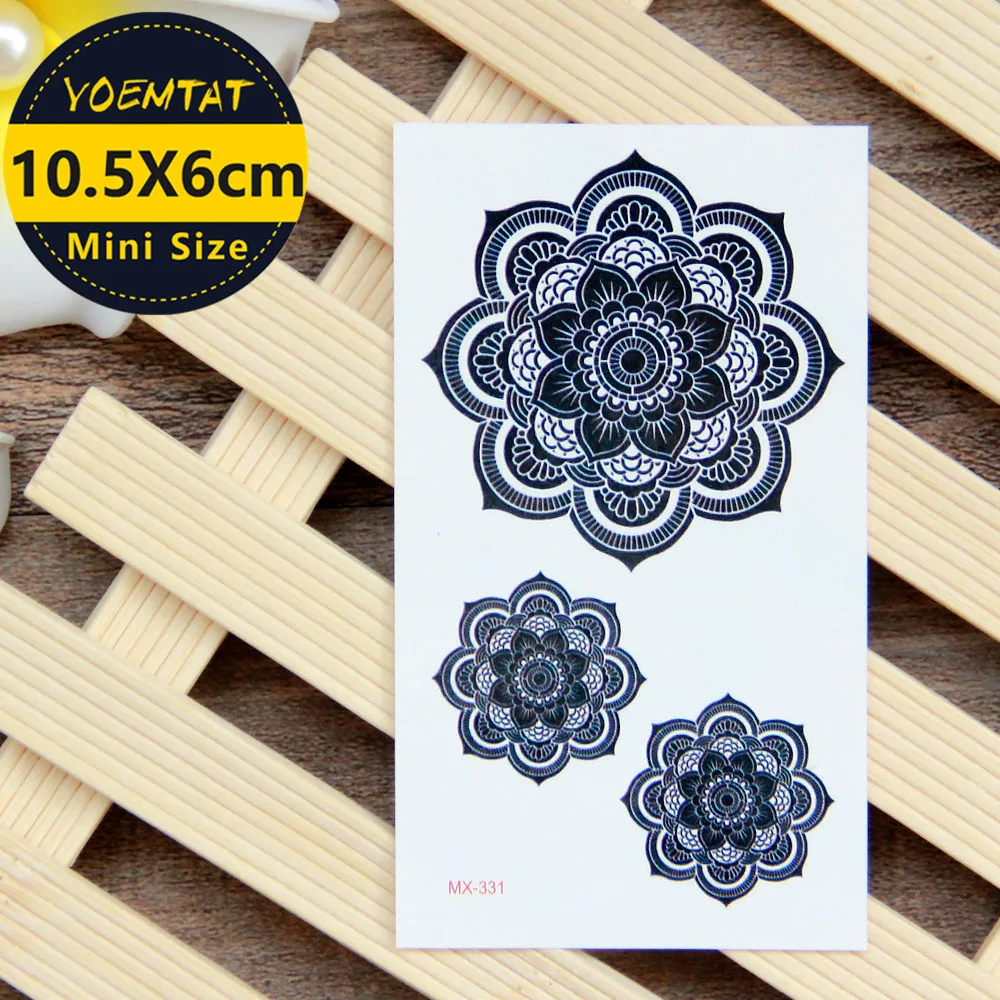 

10.5*6cm Waterproof Temporary Tattoos stickers Black sexy mandala tattoo