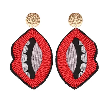 

Sehuoran Oorbellen Drop Earrings For Women Bohemian Mouth Glass Beads Handmade Statement Earrings Fashion Jewelry Gifts For