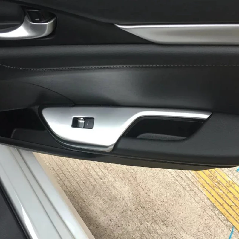 ABS Matte Window Switch Inner Door Armrest Covers Decoration For Left hand Drive Fit For Honda