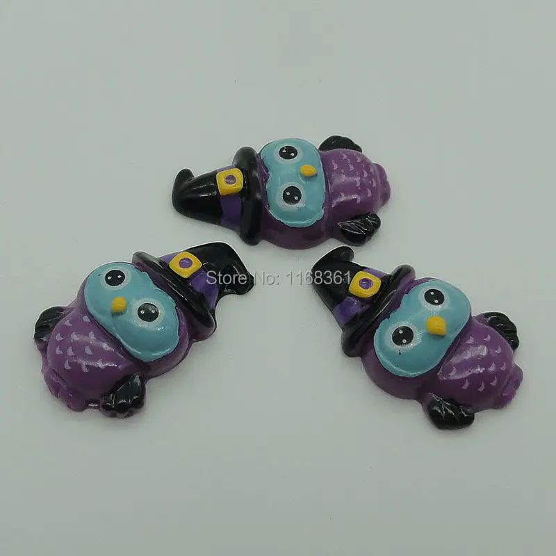 1pcs/lot resin flat back Halloween violet owl 31mm Cabochons Scrapbooking Hair Bow Center DIY Christmas decration C104-6