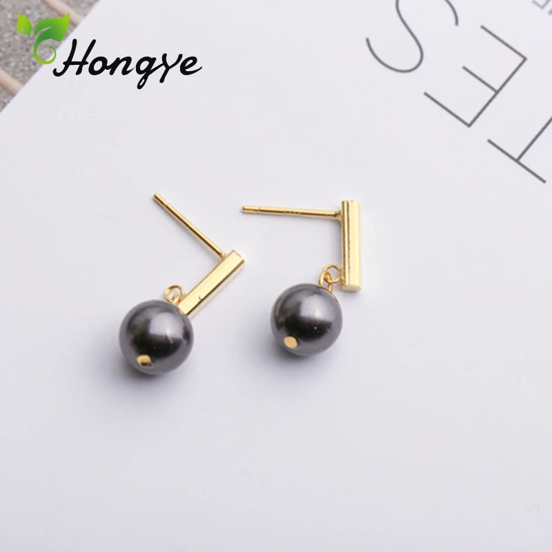 

Hongye Real Pearl Earrings Ladies Elegant Grey Natural Pearl Designer Female Drop Earrings Danglers Personalized Fine Jewelry