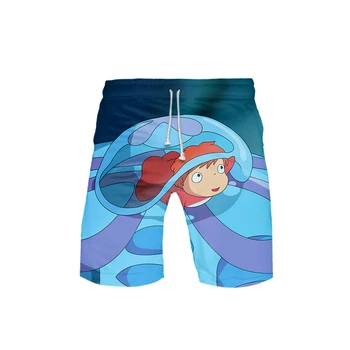 

Ponyo On The Cliff Men's Loose Shorts Summer Fresh Cool 3D Fitness Bodybuilding Jogger Mens Brand Men Shorts Anime Movie Pants