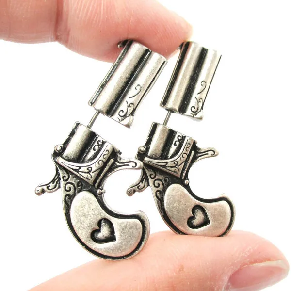 2015 New Fake Double Pistol Gun Shaped Faux Plug Stud Earrings for Women  EY-E090