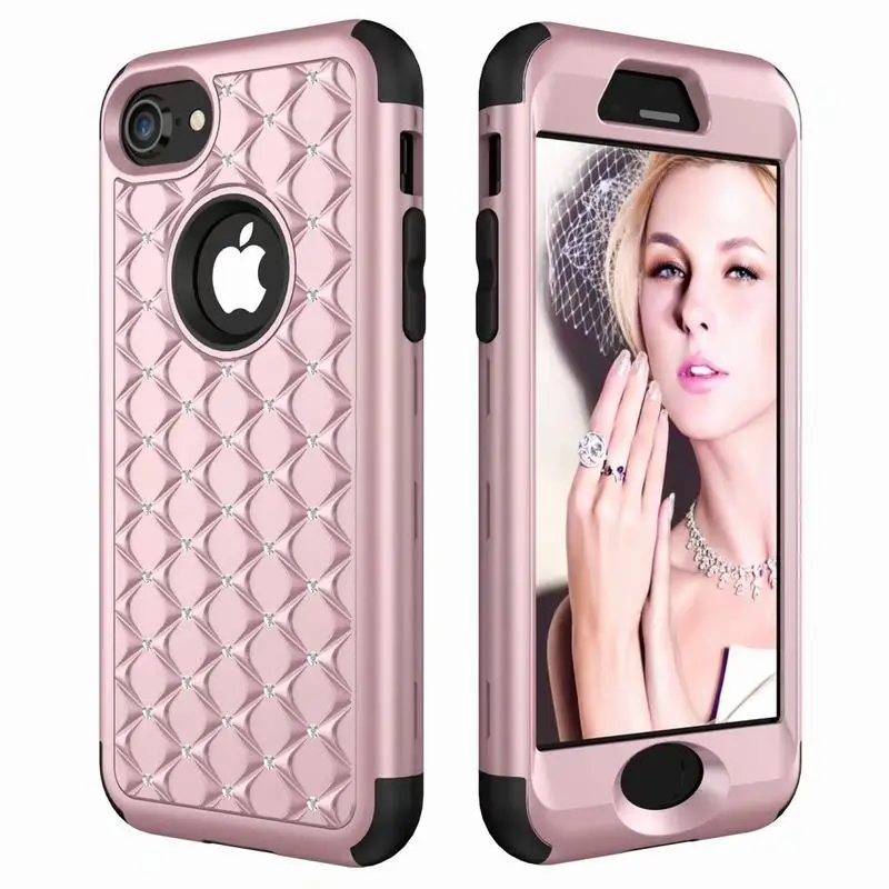 Luxury Glitter Bling Rhinestone Cases For iPhone 8 Case Jewelled Cover Back For Coque Apple