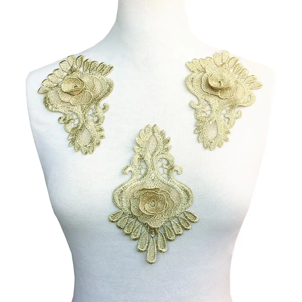 3pc 18x11cm Sew On Gold Embroidery Patch Patches For Clothing Rhombus