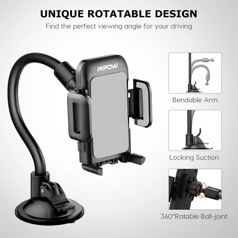 Universal Car Bracket Cell Phone GPS Holder for Car Windshield Long Arm Car Mobile Holder Mount 4-6inch Anti-skid Base           (5)