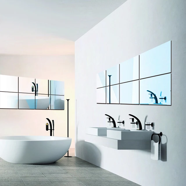 Aliexpress 16pcs Pet Mosaic Mirror Wall Stickers Kitchen 16pcs Pet Mosaic Mirror Wall Stickers Kitchen Waterproof Bathroom Home Decoration Self Adhesive Squares Plane