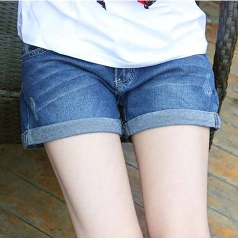 New 2016 Fashion Summer Women Ladies Loose Lanky Retro Frayed Hem Denim Jeans Shorts Ripped Hole Short Pants Plus Size 26-31 | Женская