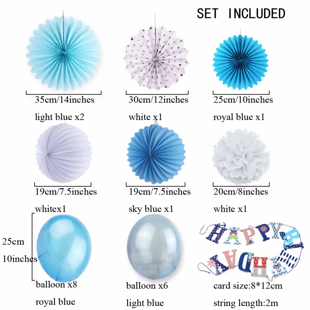 Happy Birthday Party Decorations Kids Boy Blue Sea Themed Party