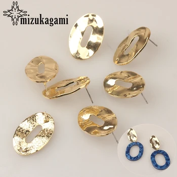 

18*26mm 6pcs/lot Zinc Alloy Golden Distorted Hollow Oval Exaggerated Earring Base Earring Connector For DIY Earrings Accessories