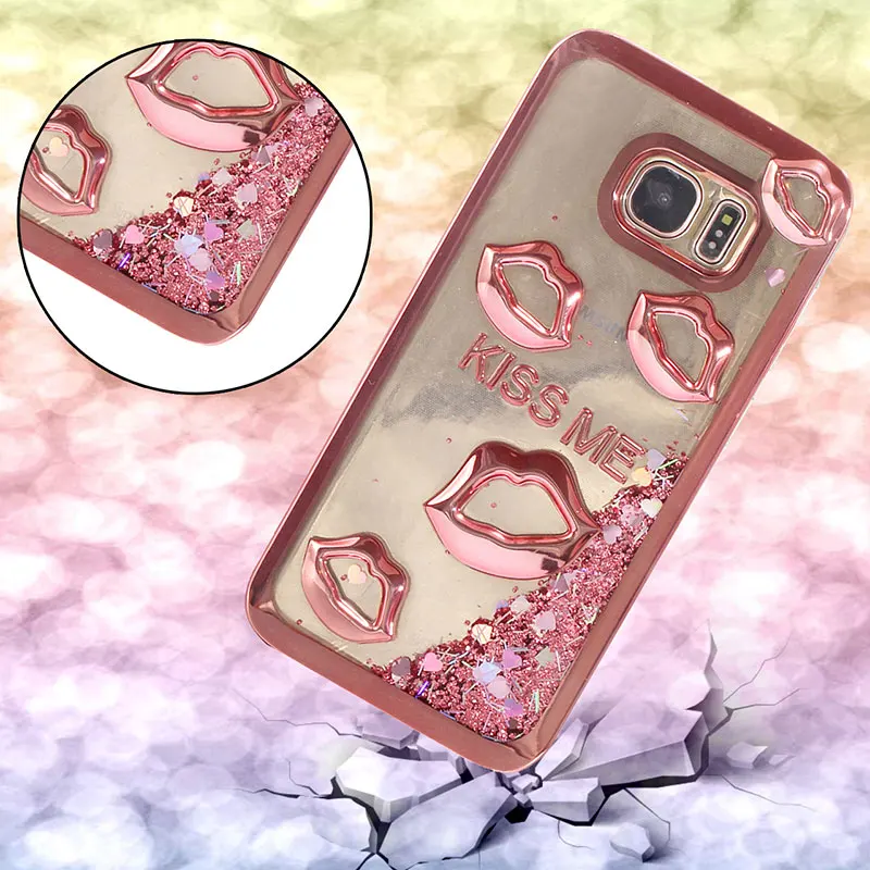 

Arrival For Samsung Galaxy S7 Edge Fashion Glitter Sexy lips Pattern Case For Samsung Galaxy S7 Edge Phone Case Black Cover