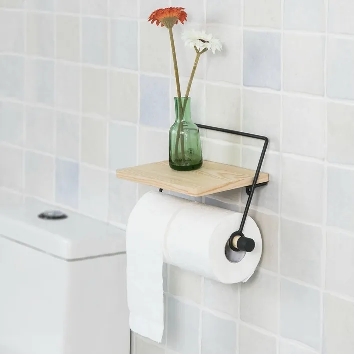 blanco montado en la pared ba/ño portarrollos de papel higi/énico con estante de almacenamiento SoBuy/® frg175-w