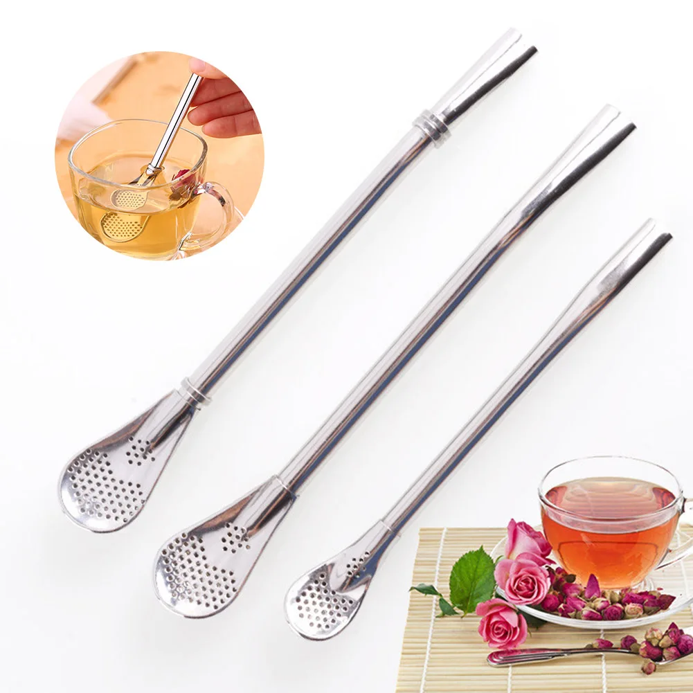 Straw Spoon Filter Stainless Steel Multifunction Tea Strainer Bombilla