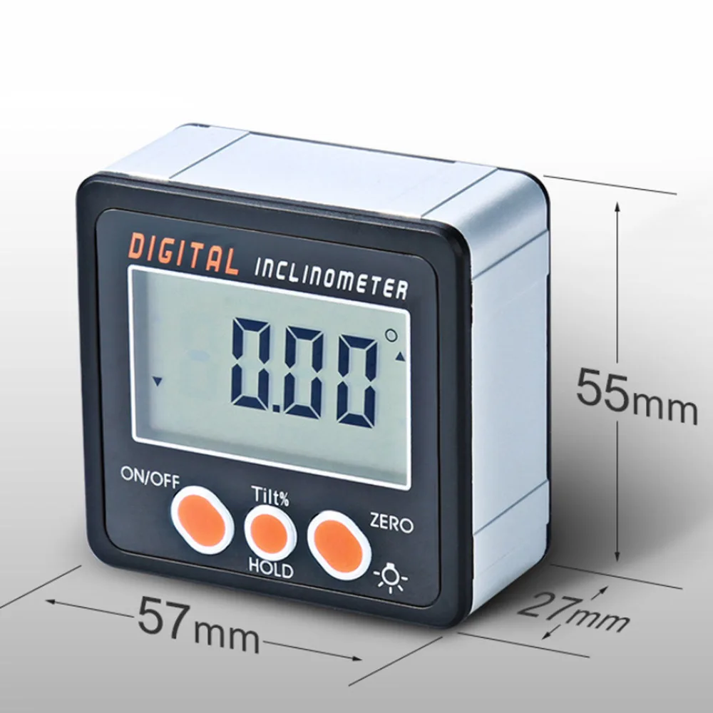  4x90 Degree Digital Inclinometer Mini Protractor Big LCD Electronic Level Box Magnetic Angle Finder