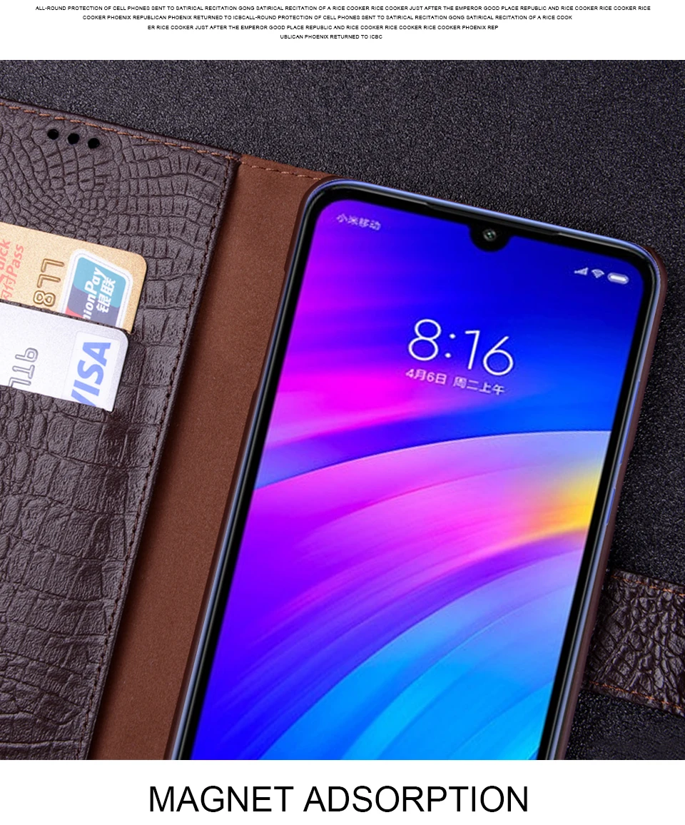 RYKKZ флип-чехол из натуральной кожи для Xiaomi Redmi 7 с отделением для карт, чехол для телефона для Xiaomi Redmi 7 Note 7, чехол s