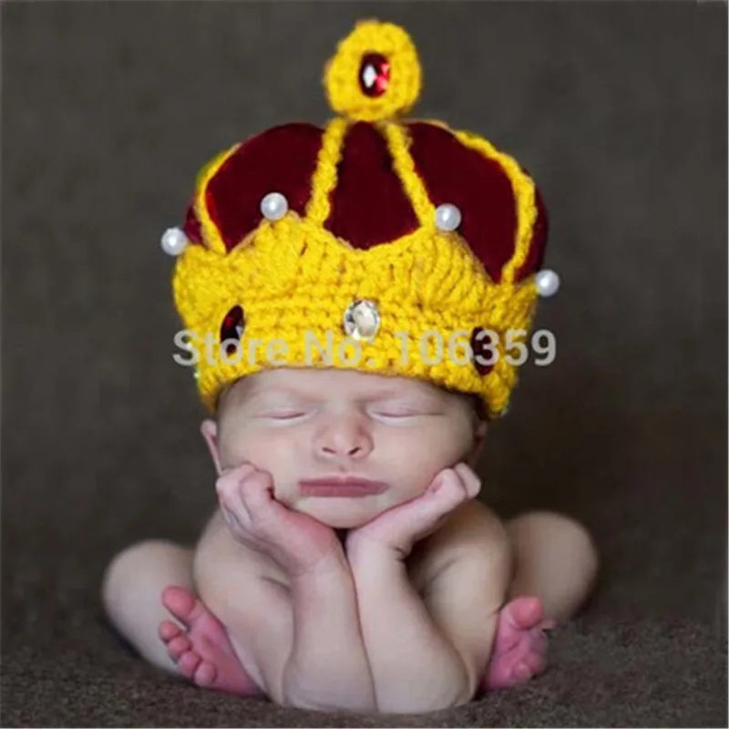 Новинка года детская зимняя шапка Принц Корона Hat Вязание крючком для маленьких мальчиков Кепки для детей теплые Кепки милые детские унисекс