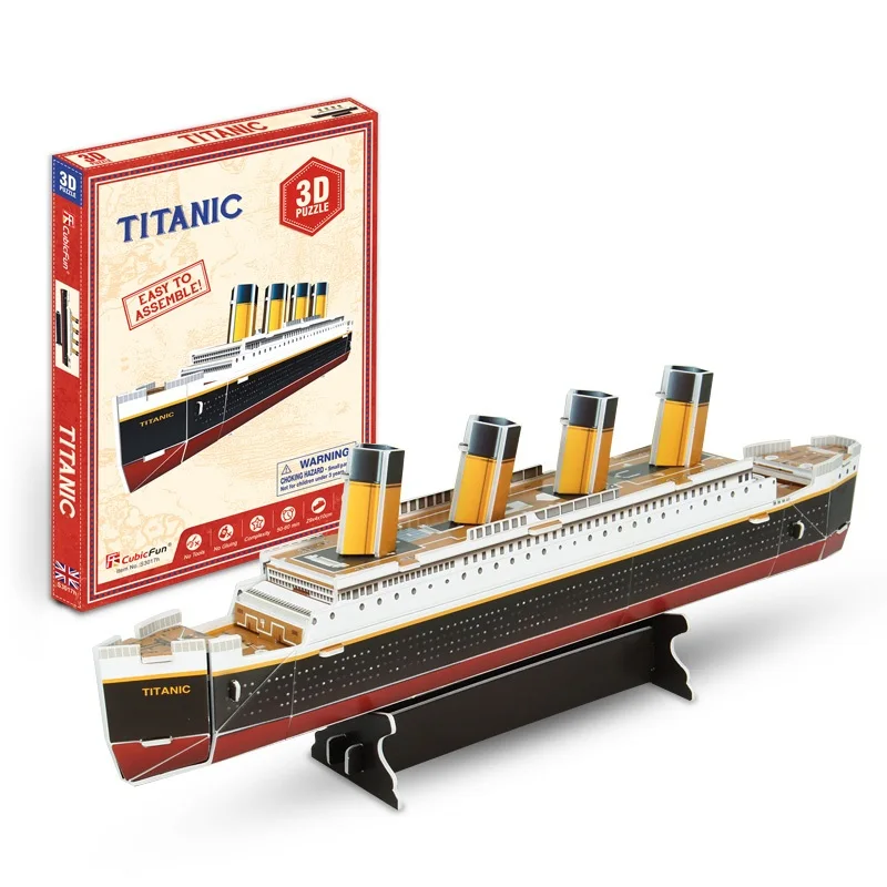 

candice guo! 3D puzzle toy CubicFun paper model DIY assembly game S3017h mini Titanic ship boat birthday Christmas gift 1pc