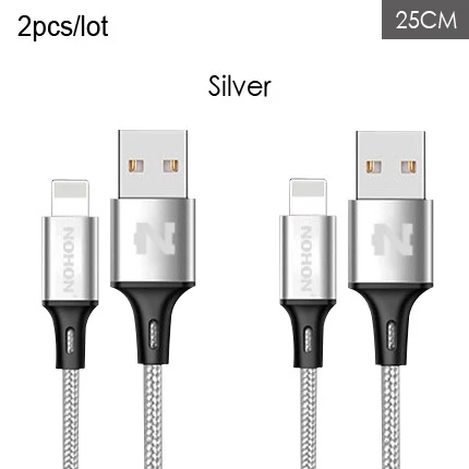 2 шт./лот NOHON 3 в 1 type C 8Pin Micro USB кабель для iPhone 8X7 6 6S Plus iOS 10 9 8 samsung Nokia USB кабели для быстрой зарядки - Цвет: Silver Silver 22CM