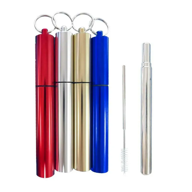 

Foldable Metal Straw Fold Set Portable Folding Reusable Collapsible Drinking Straw Stainless Steel Straws for Bar Accessories X