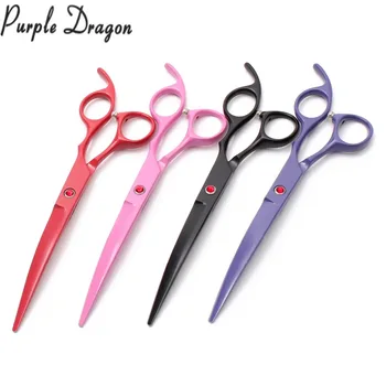 

Z4103 7" Animal Shears Purple Dragon Teflon TOP GRADE Dogs Cats Flur Grooming Scissors Down Curved Cutting Shears Pets Scissors