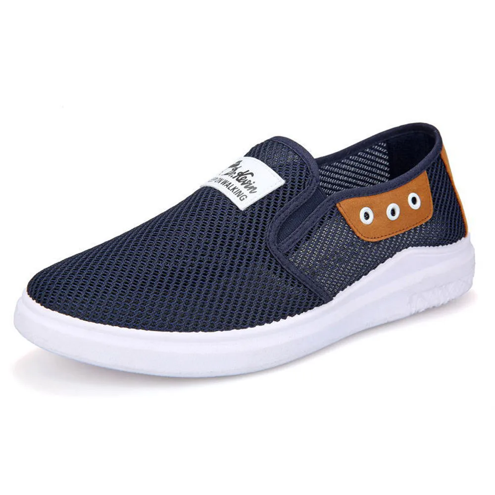 

New arrival comfortable Solid Mesh Hollow Out shoes round toe elastic band spring and autumn shoes loafers casual men shoes
