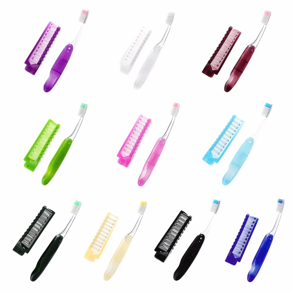 

2 in1 Portable Travel Foldable Massage Hair Comb Brush Folding ToothBrush 10 Color