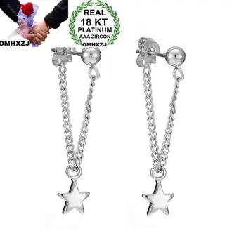 

OMHXZJ Wholesale European Fashion Woman Girl Party Wedding Gift Tassel White Star 18KT White Gold Stud Earrings EA408