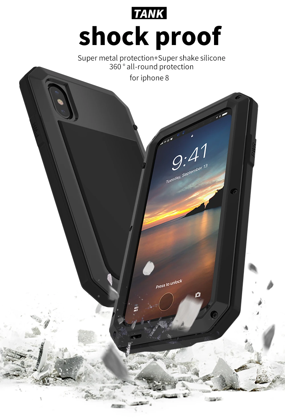 R-JUST Metal Armor Shock Droproof Shockproof  Mobile Phone Bag Case for IPhone 5SE 8 X 6 6S Plus Coque IPhone 7 plus case luxury