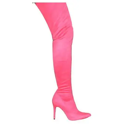 Многоцветные эластичные женские ботинки с высоким голенищем модные женские туфли-лодочки на шпильке с острым носком сапоги-ботфорты, популярные вечерние club лазерное шоу женская обувь размера плюс 42, 43 44 - Цвет: as picture