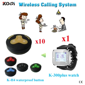 

Ycall 4 button wireless transmitters and watch receiver restaurant beeper