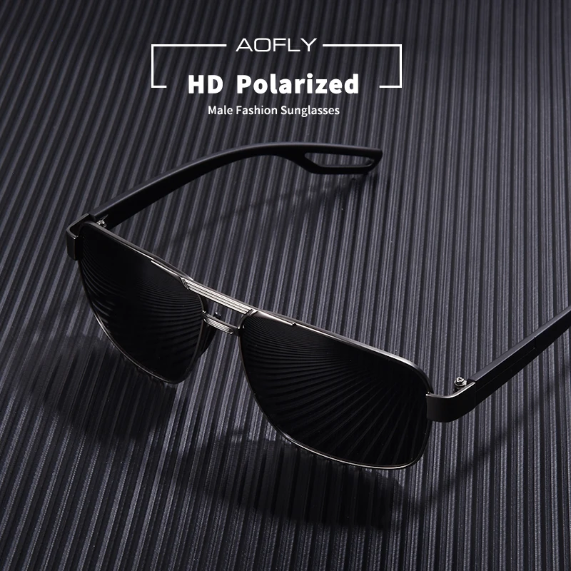Beste Aofly Ontwerp Mannen Gepolariseerde Zonnebril Metalen Mannen Zonnebril Rijden Plein Shades Oculos Masculino Mannelijke Eyewear Goggle AF8194